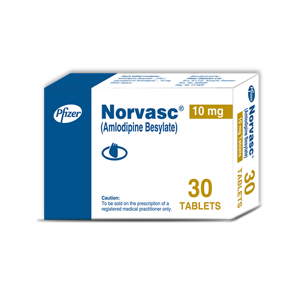 Norvasc Tablets 10Mg (1 Box = 3 Strips) (1 Strip = 10 Tablets)